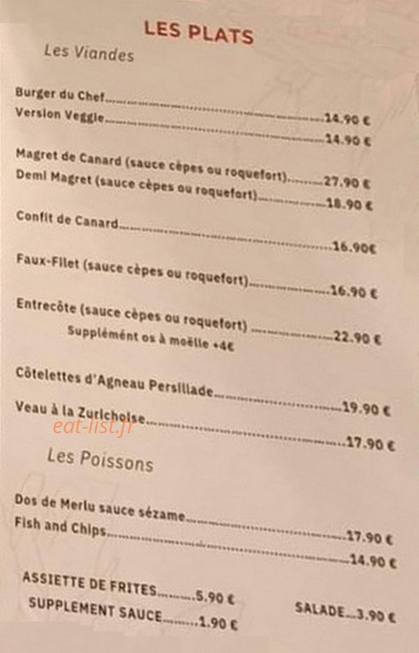 La Gargote d'Ahis — carte page 1