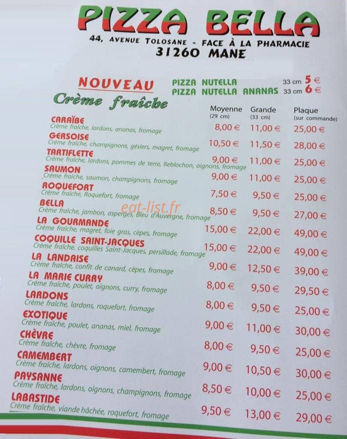 Bella Mane — carte page 1