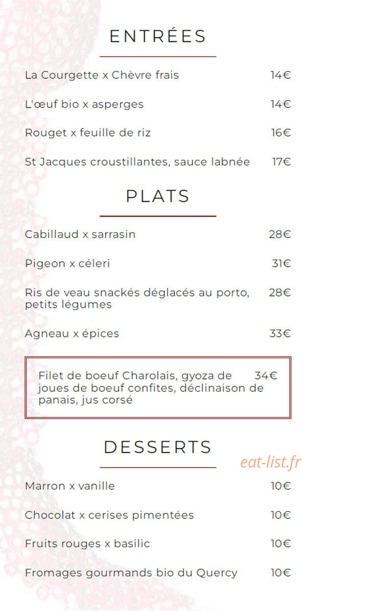 Ciel à Table — carte page 1