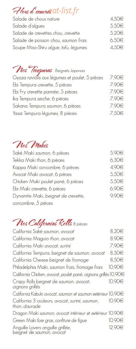 Kabuki Sushi — carte page 3