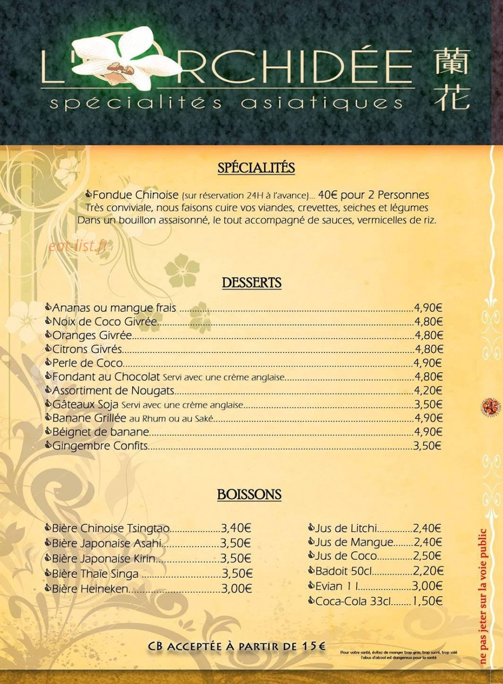 L'orchidée — carte page 6