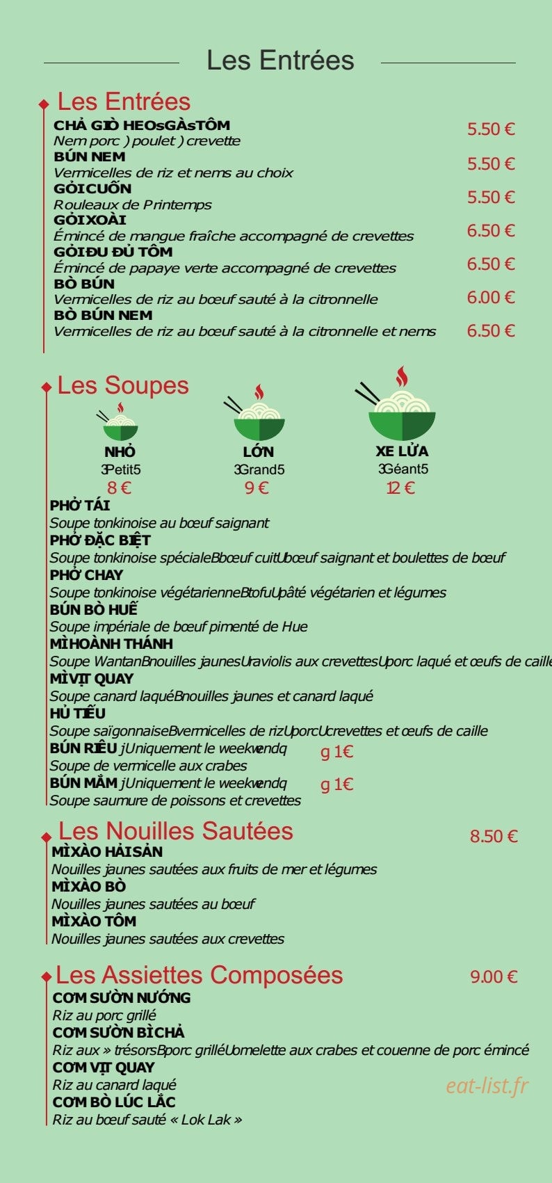 Pho Saigon — carte page 2