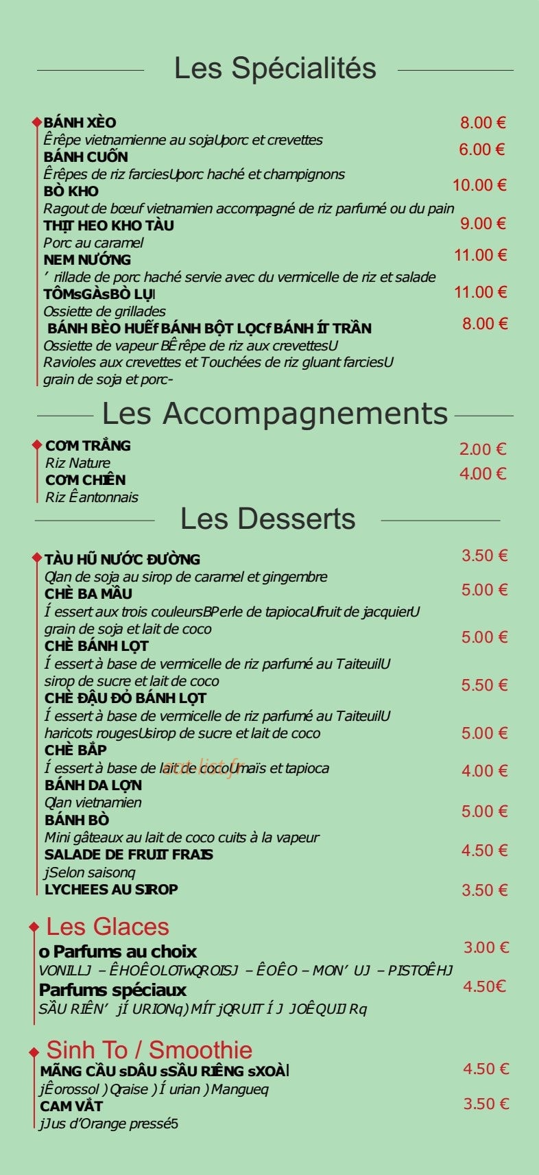 Pho Saigon — carte page 4