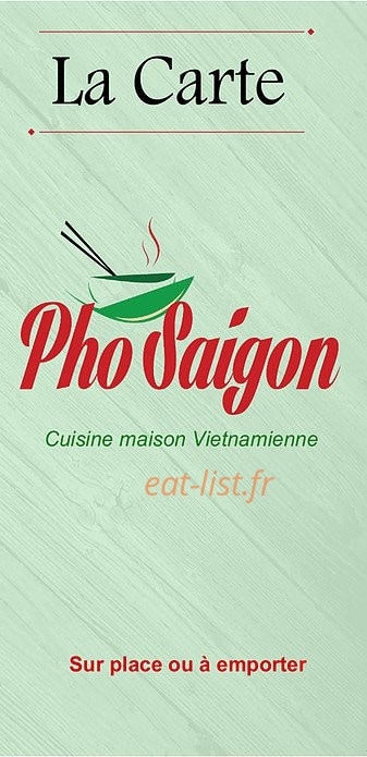 Pho Saigon — carte page 1