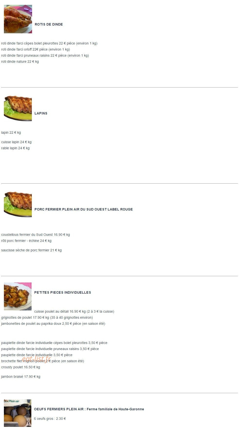 Poulet & compagnie — carte page 2