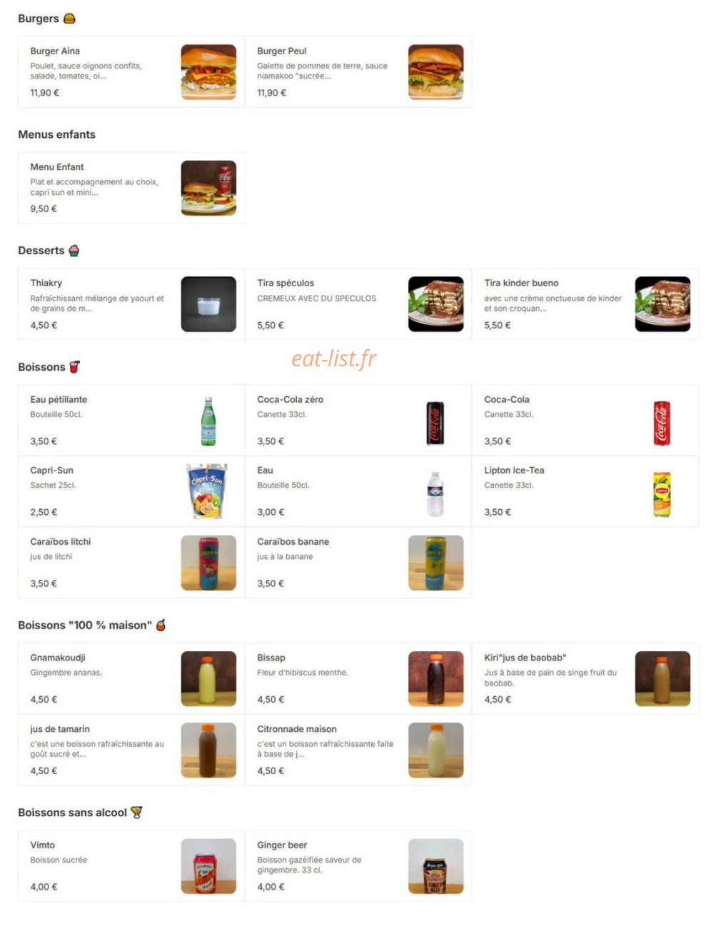 Tribal African Art Food — carte page 2
