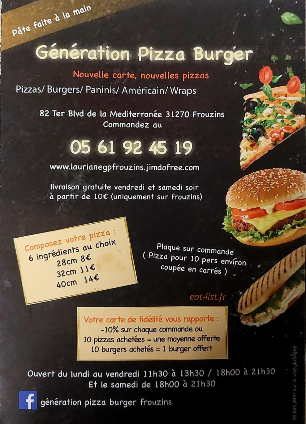 Génération pizza burger — carte page 1