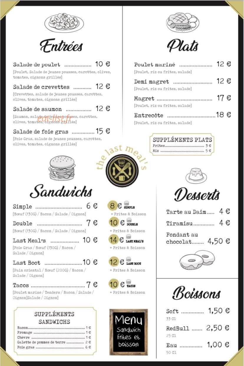 The last meal's — carte page 1