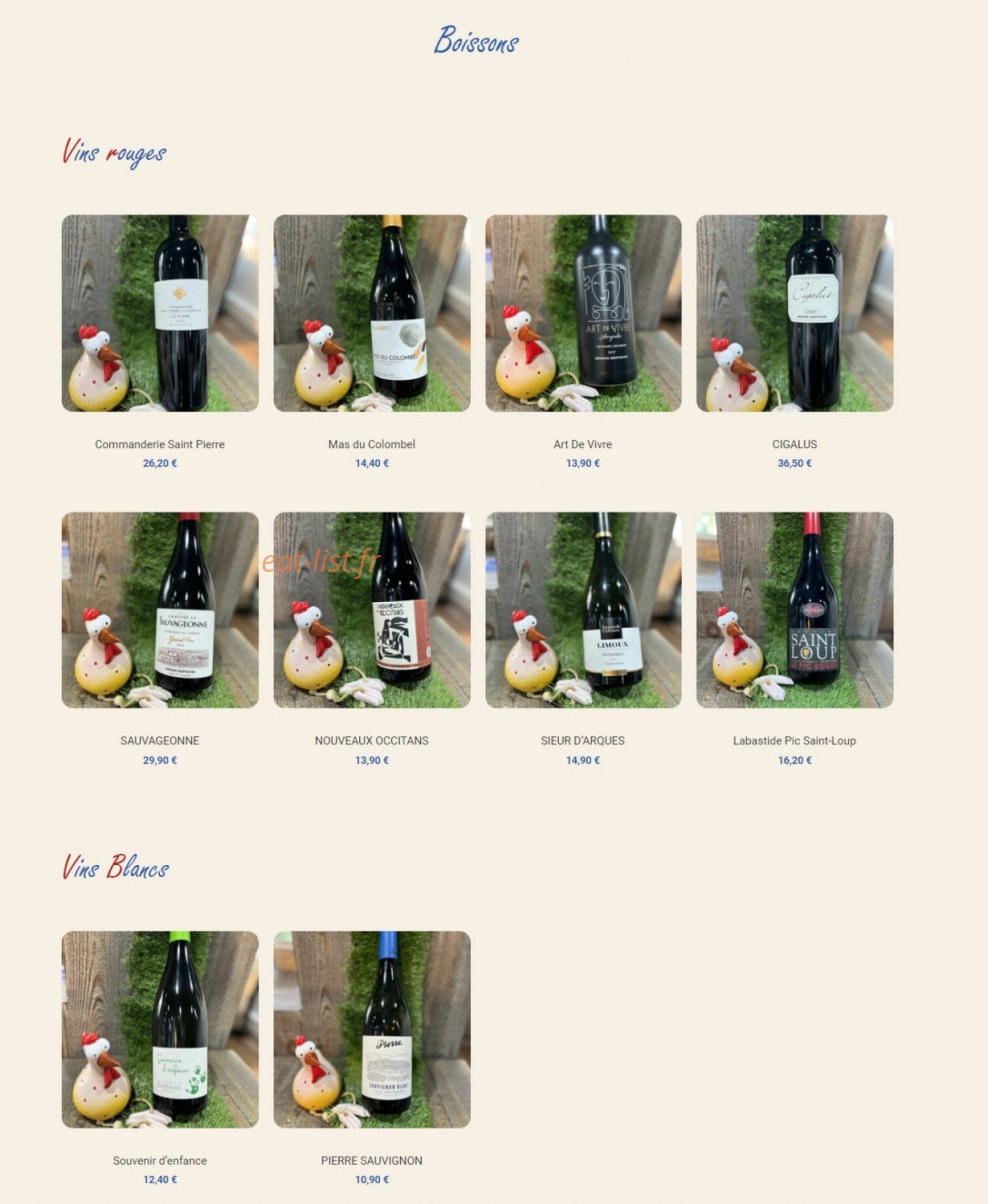 Carte et menu de Cocotte Rôtie & Cie à Villeneuve Tolosane — Les boissons