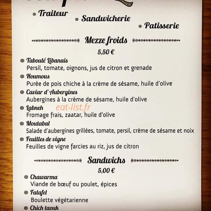 Comptoir Libanais — carte page 1