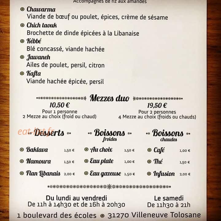 Comptoir Libanais — carte page 2