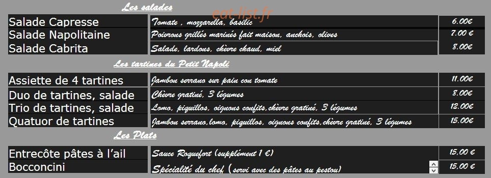 Le petit napoli — carte page 1