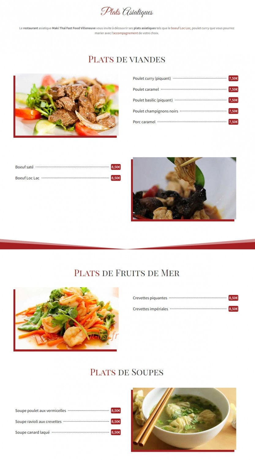 Maki Thaï — carte page 2