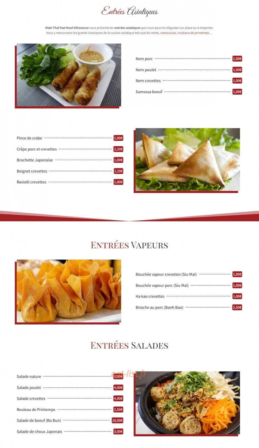 Maki Thaï — carte page 1