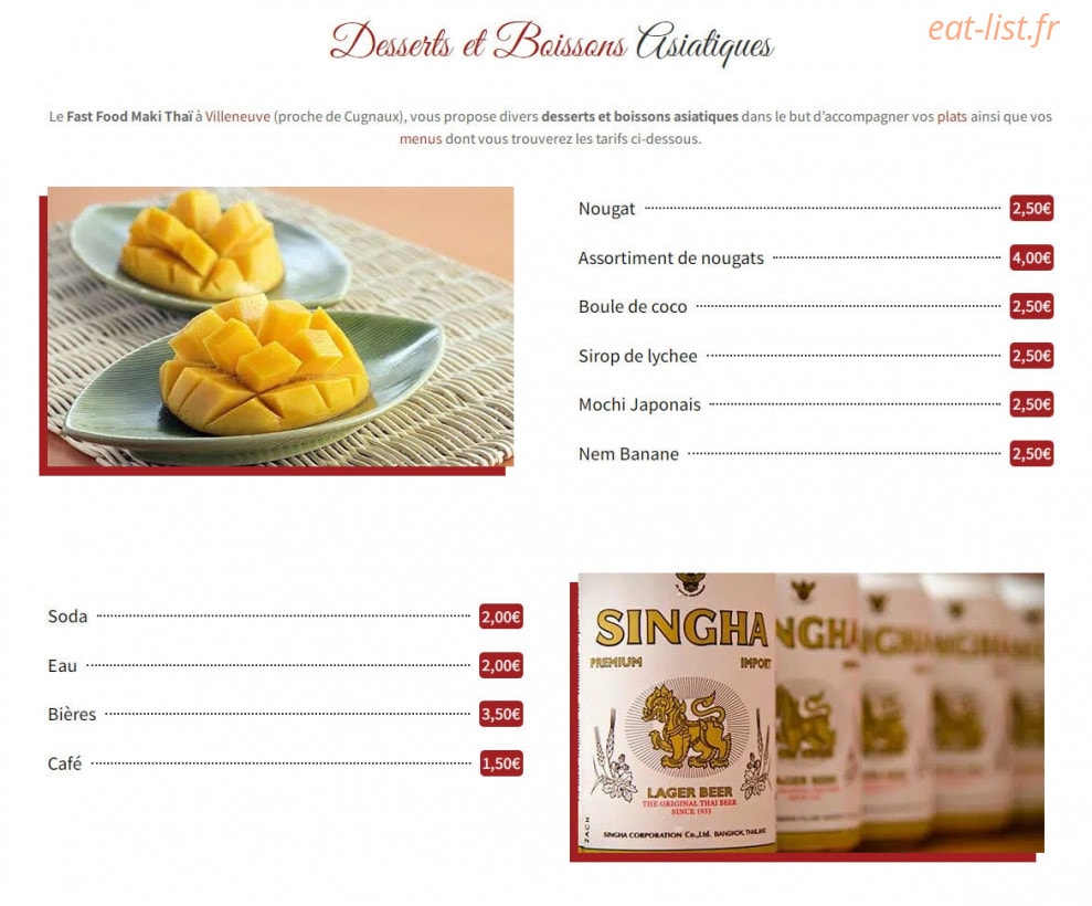 Maki Thaï — carte page 3