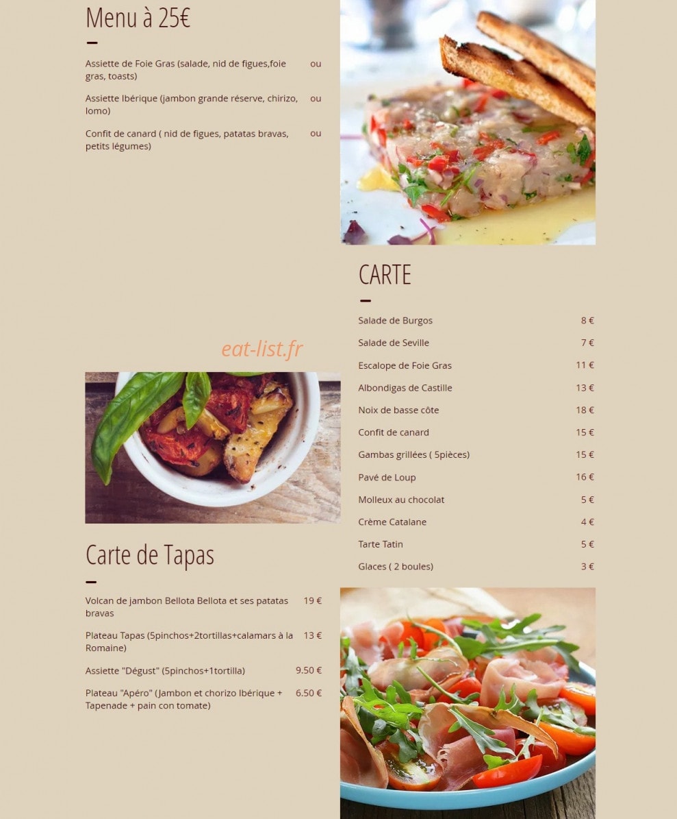 Réal Tapas — carte page 1