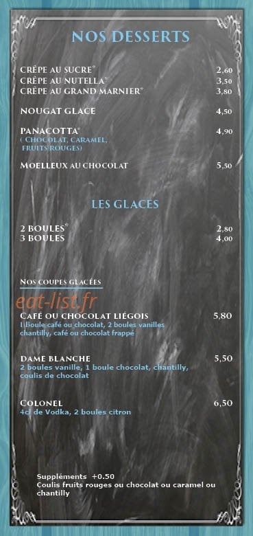 Carte et menu de Mont Relais Gaillard à Montgaillard Lauragais — Desserts et glaces