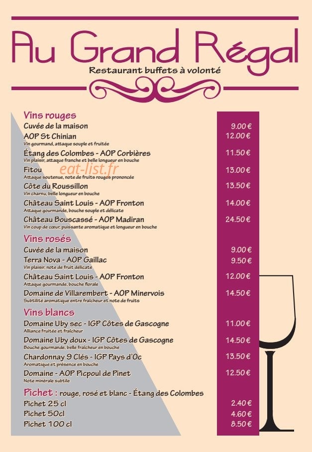 Au Grand Régal — carte page 2