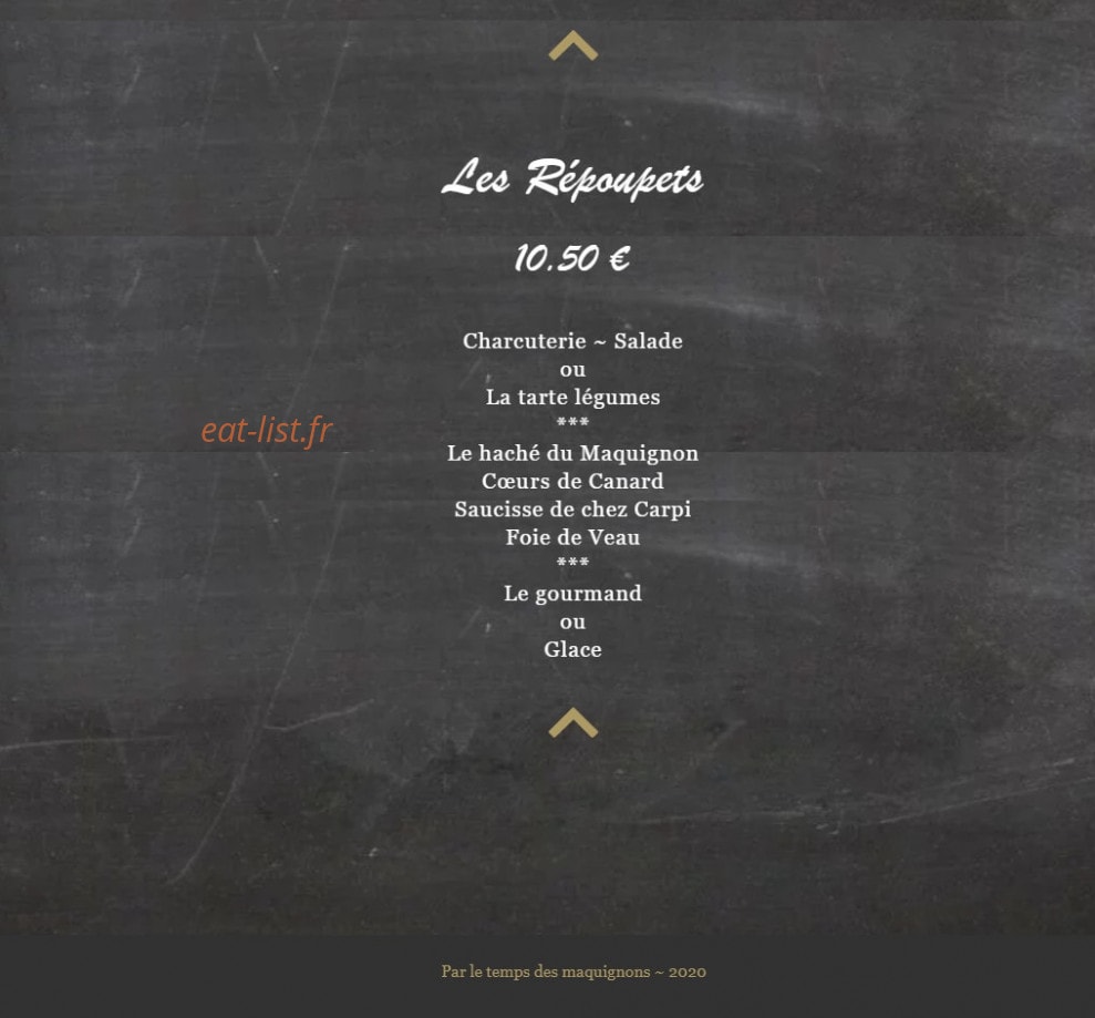 Carte et menu de Le Maquignon à Villefranche de Lauragais — Les repoupets