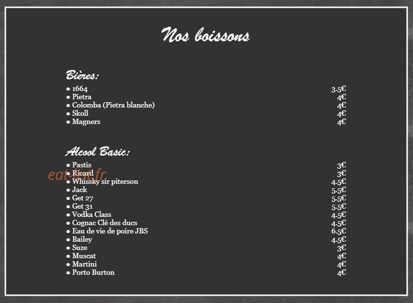 Carte et menu de Le Maquignon à Villefranche de Lauragais — Les boissons