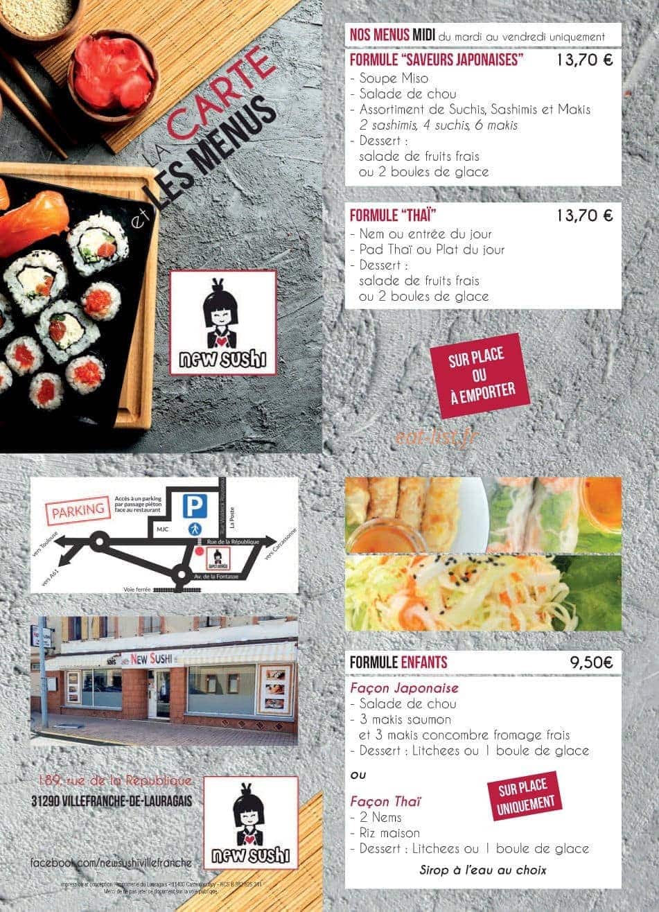 Carte et menu New sushi Villefranche de Lauragais