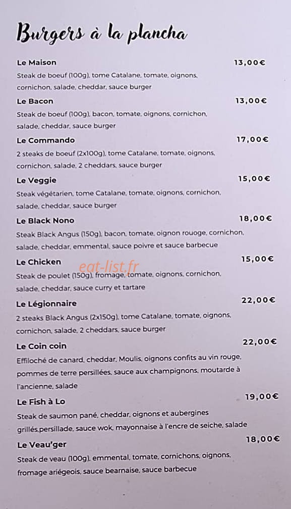 Carte et menu de La Brocante De L'Olivier à Montesquieu Volvestre — Les burgers