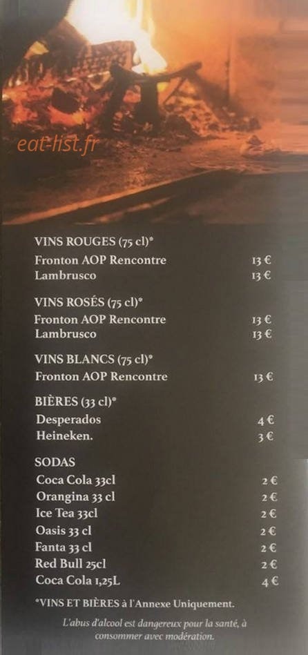Carte et menu de Pizza Volvestre à Montesquieu Volvestre — Les boissons