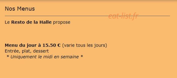Carte et menu de Resto de La Halle à Montesquieu Volvestre — Les menus