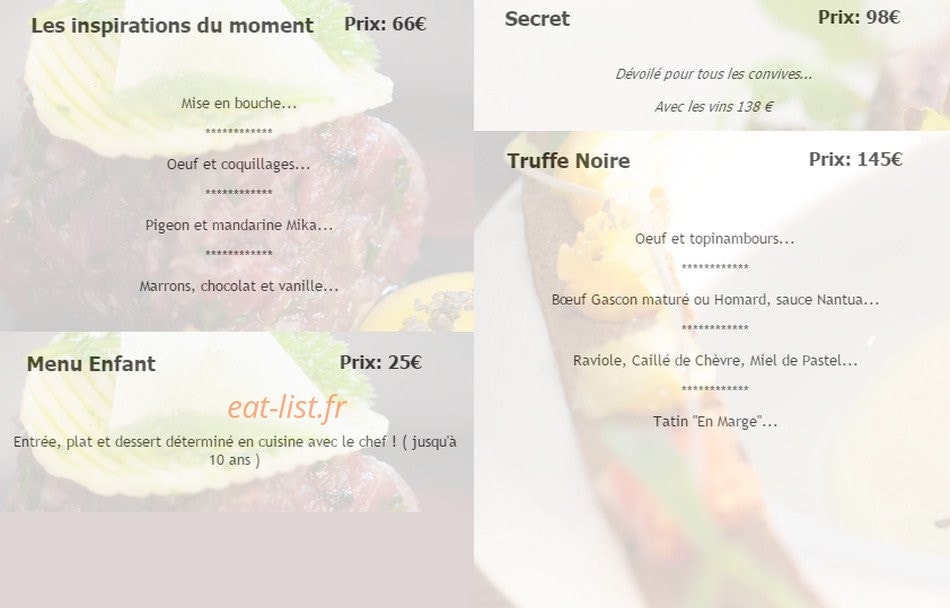 Frank Renimel - Restaurant En Marge — carte page 2