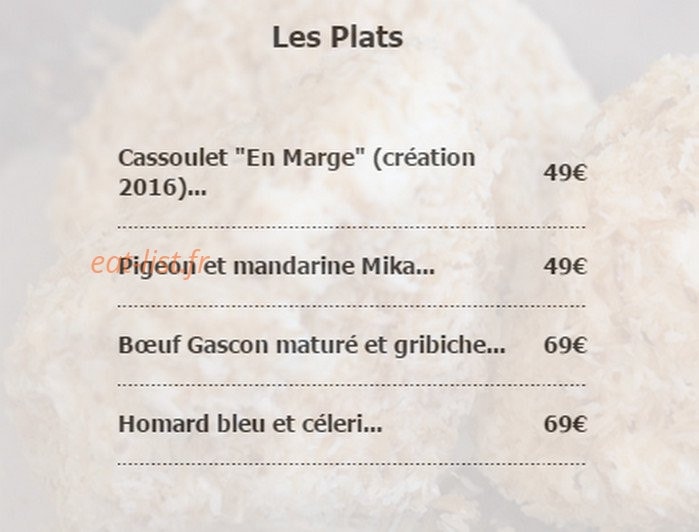 Frank Renimel - Restaurant En Marge — carte page 4