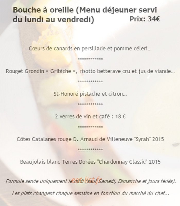 Frank Renimel - Restaurant En Marge — carte page 1
