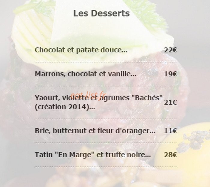 Frank Renimel - Restaurant En Marge — carte page 5