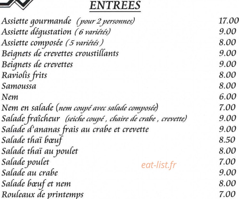 Aux Delices d'Asie — carte page 1