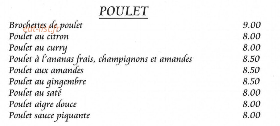 Aux Delices d'Asie — carte page 7