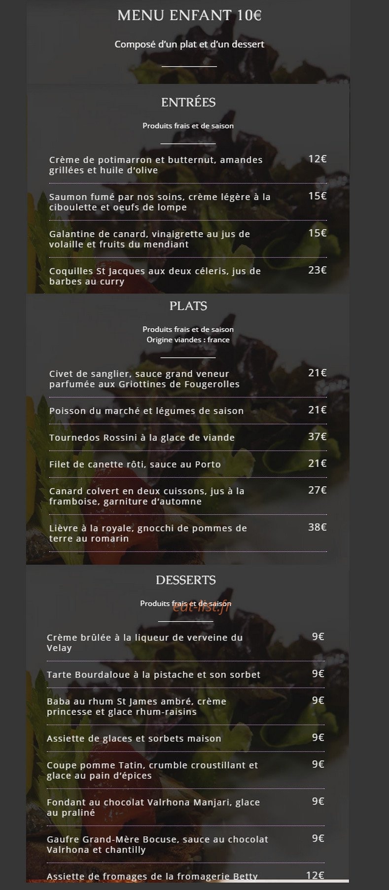 La Table D'auzeville — carte page 2