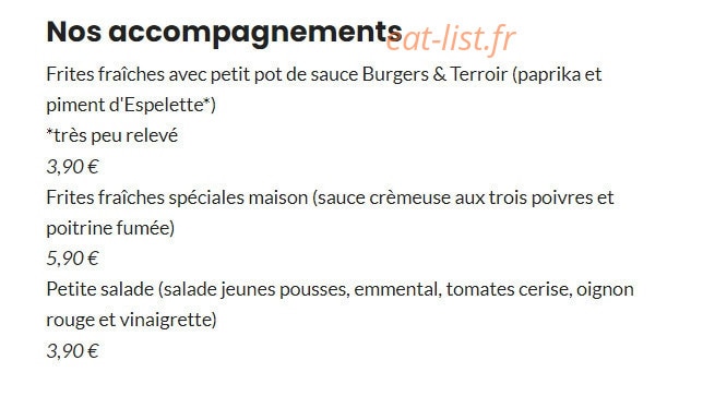 Burgers & Terroir — carte page 4