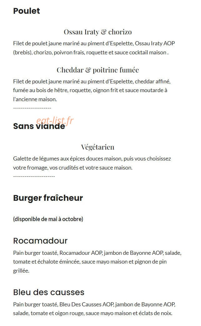Burgers & Terroir — carte page 3