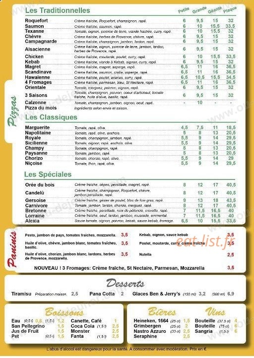Candelù Pizza — carte page 2