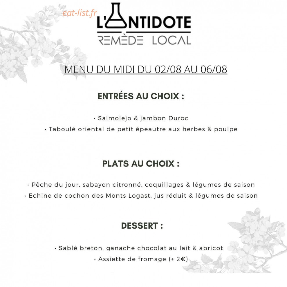 L'Antidote Remède Local — carte page 1