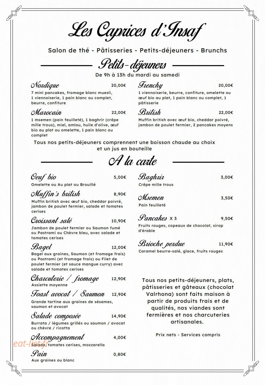 Les Caprices d'Insaf — carte page 1