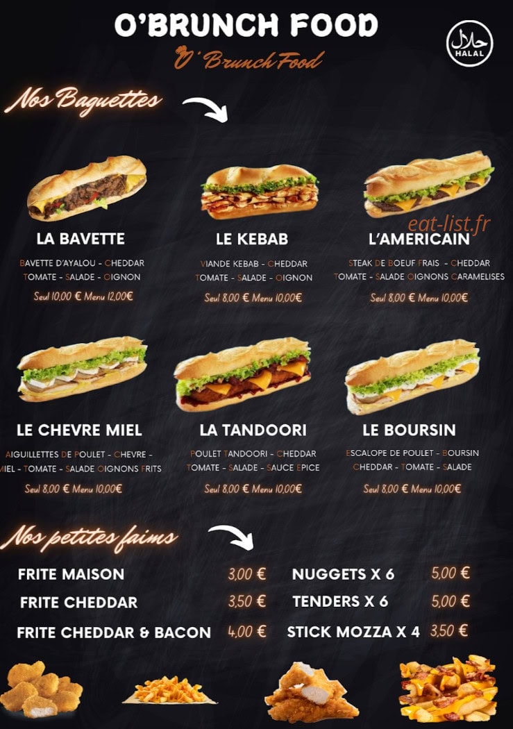 O'Brunch Food — carte page 1