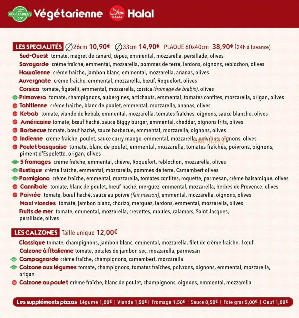 Panorama Pizza — carte page 4