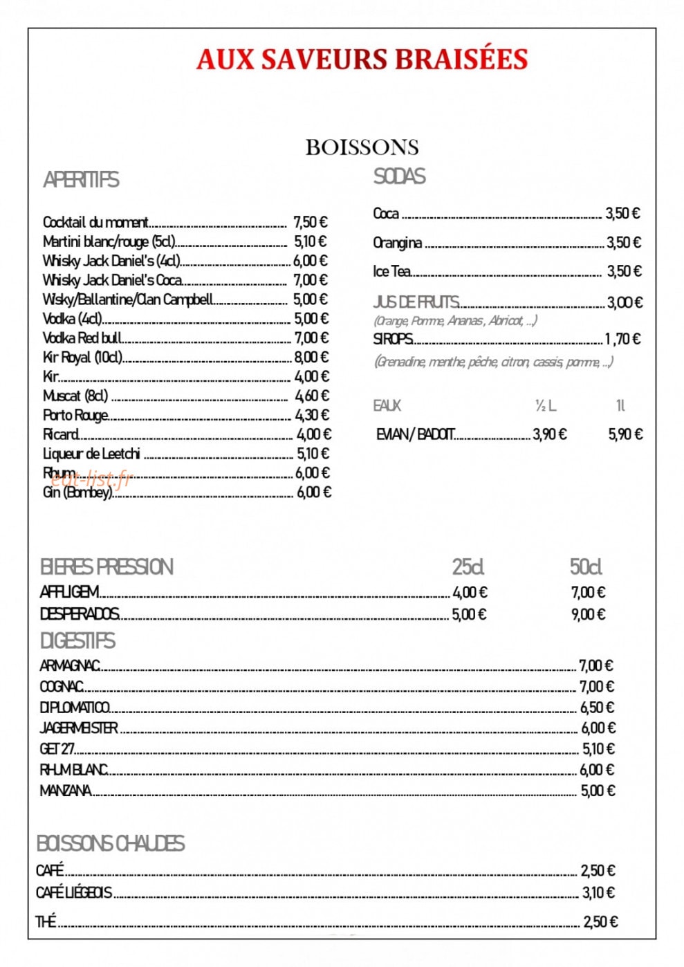 Aux Saveurs Braisées — carte page 5