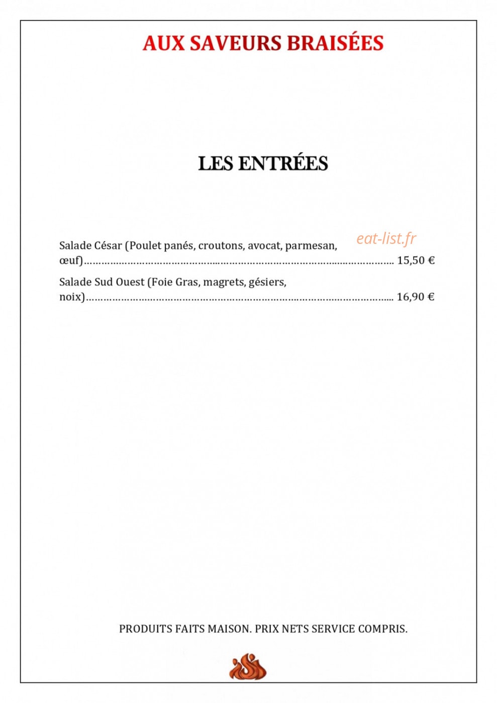 Aux Saveurs Braisées — carte page 2