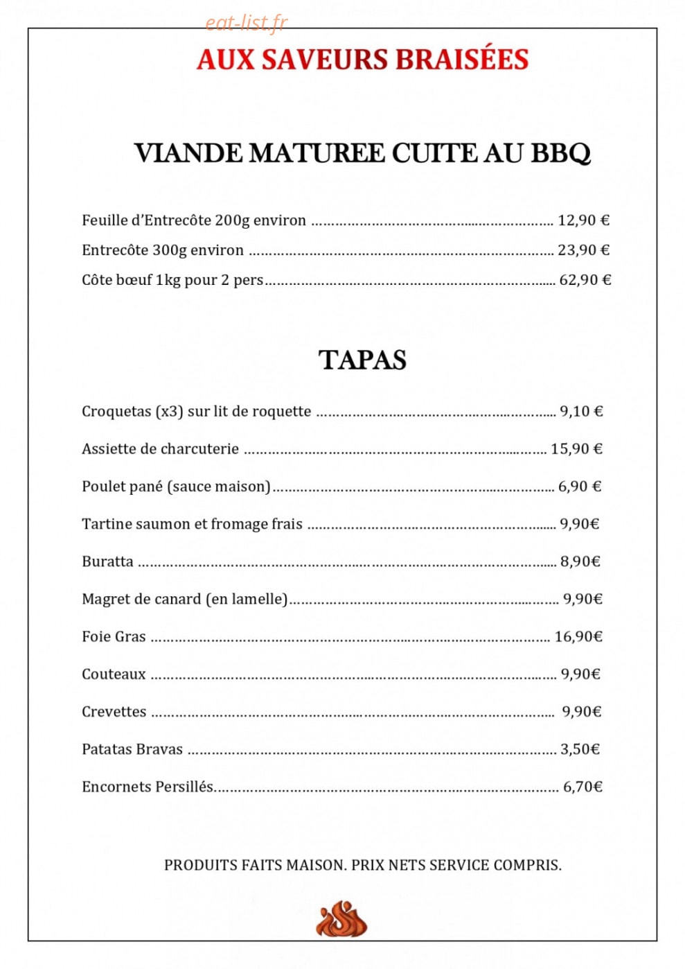 Aux Saveurs Braisées — carte page 3
