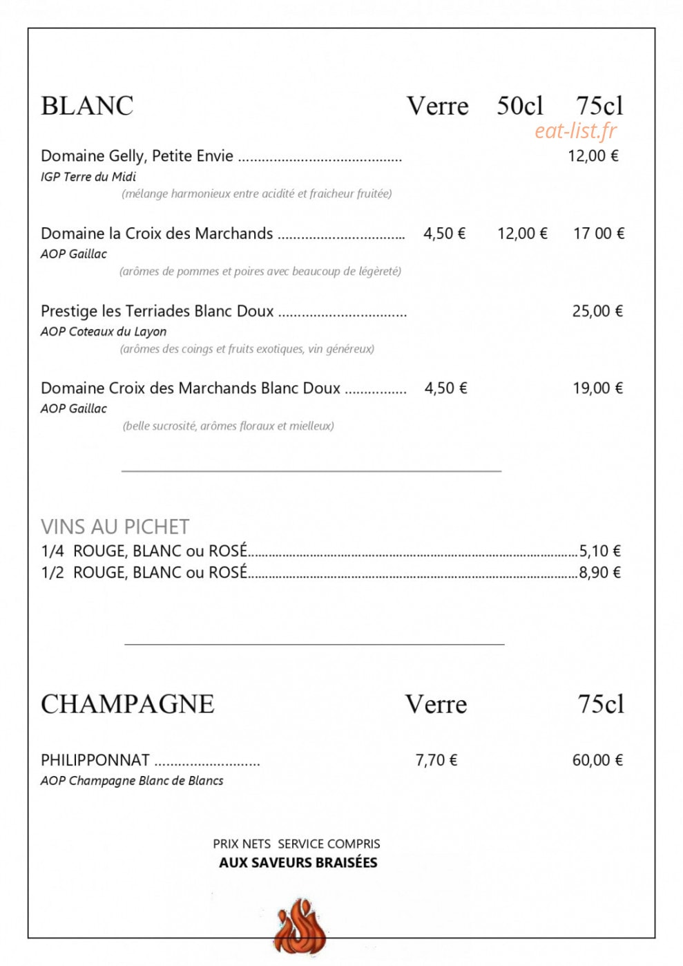 Aux Saveurs Braisées — carte page 7