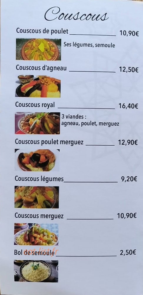 Chez Zohor — carte page 2