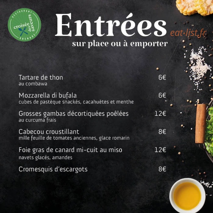 La croisée des saveurs — carte page 1