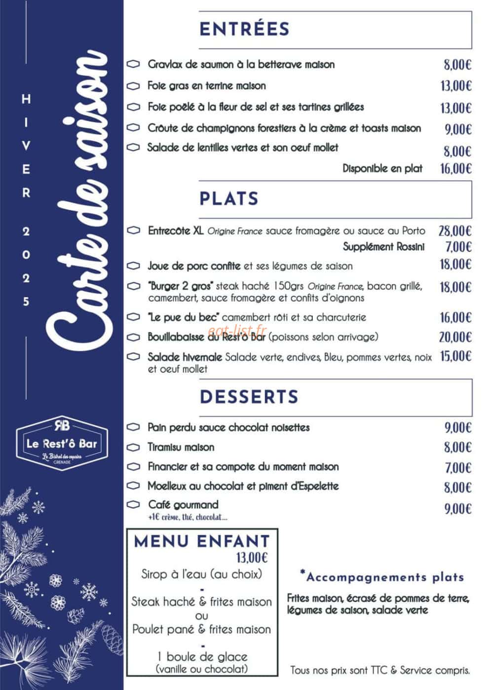 Le Rest'ô Bar — carte page 1