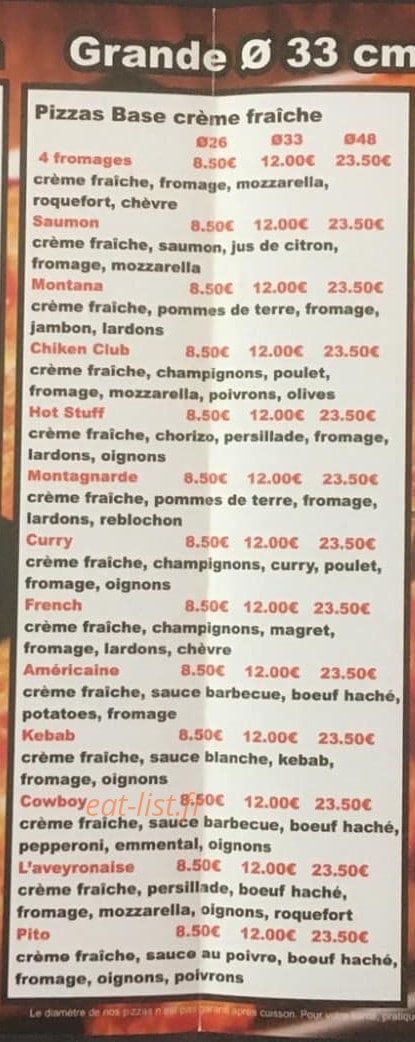 Pito Pizza — carte page 2